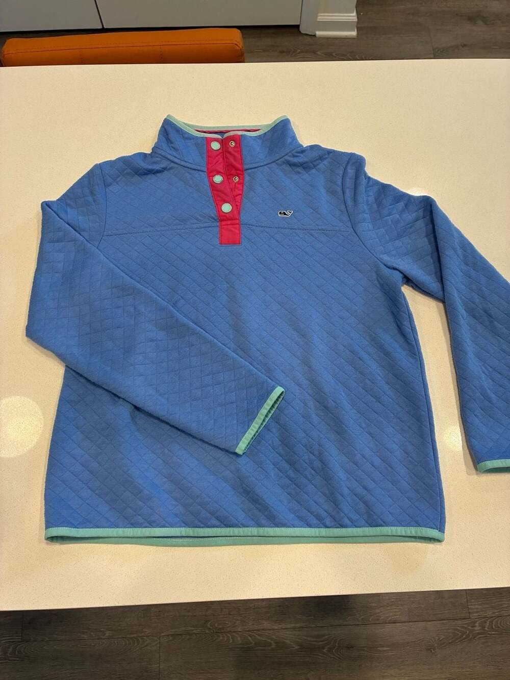 Vineyard Vines Quilted Snap Pullover Size M Blue